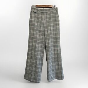 Loft Wide Leg Plaid Trouser Dress Pants Career Office Preppy Gray Pink 2 Curvy